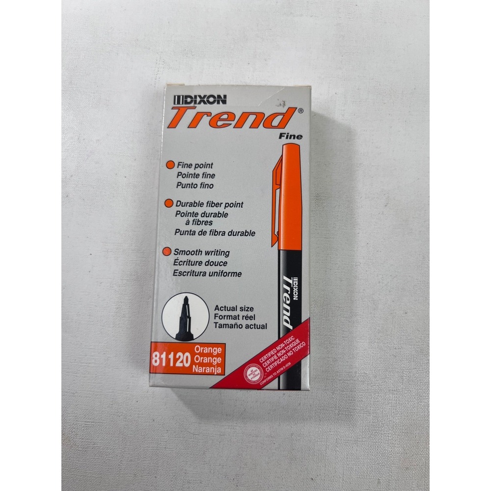 Vintage Dixon‎ Trend Fine Point Marker Orange Color Open Box 12 Markers - Picture 3 of 6